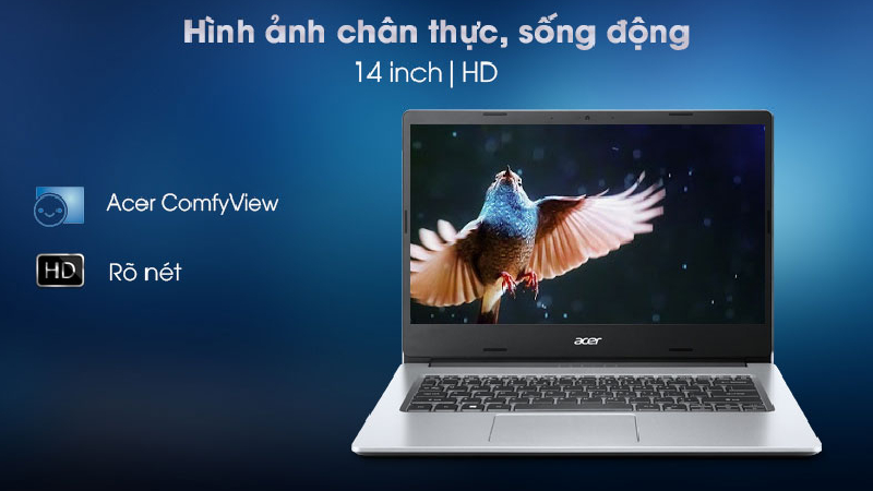 Laptop Acer Aspire 3 A314 được trang bị chuẩn màn hình 14 inch HD